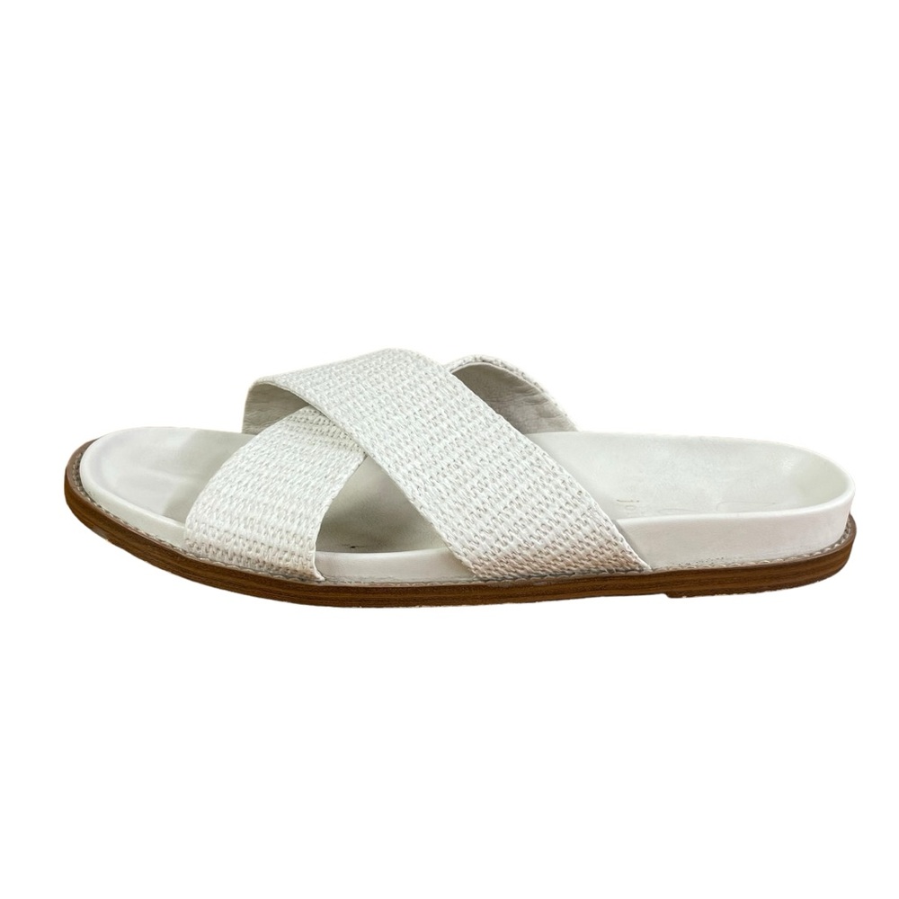 Joie Nell white textured woven look slip on sandals 10M